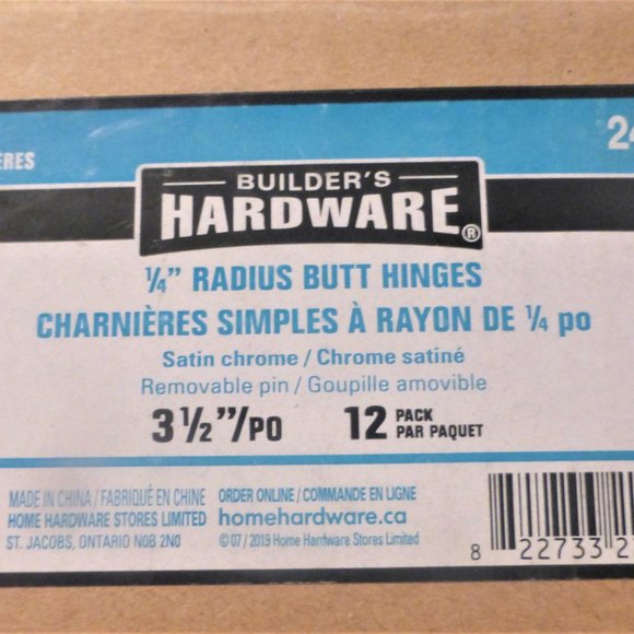 4X Builder's Hardware 3.5" Hinge 1/4" Radius BUTT HINGES Stainle - Picture 3 of 3